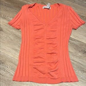 Orange V-Neck Ruched Women's Top 💥